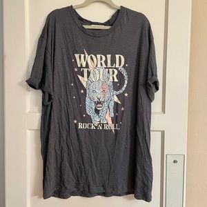 World Tour Rock N Roll Gray Plus Size 3X Short Sleeve T-shirt NWOT